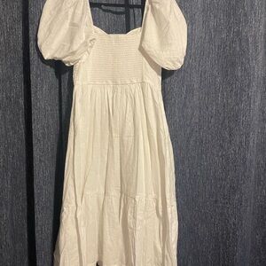 Elegant White Puff Sleeve Dress